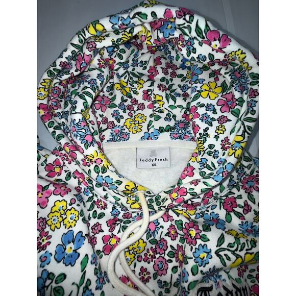 TEDDY FRESH Grandma Floral Print Pull Over Hoodie Unisex Oversized Sz XS - Picture 6 of 10